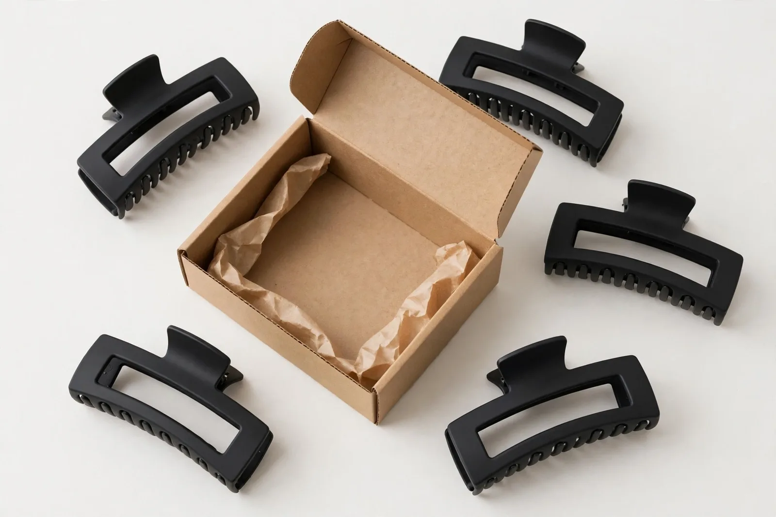 Large Claw Clip 5-Pack gift set, studio product photo on white background