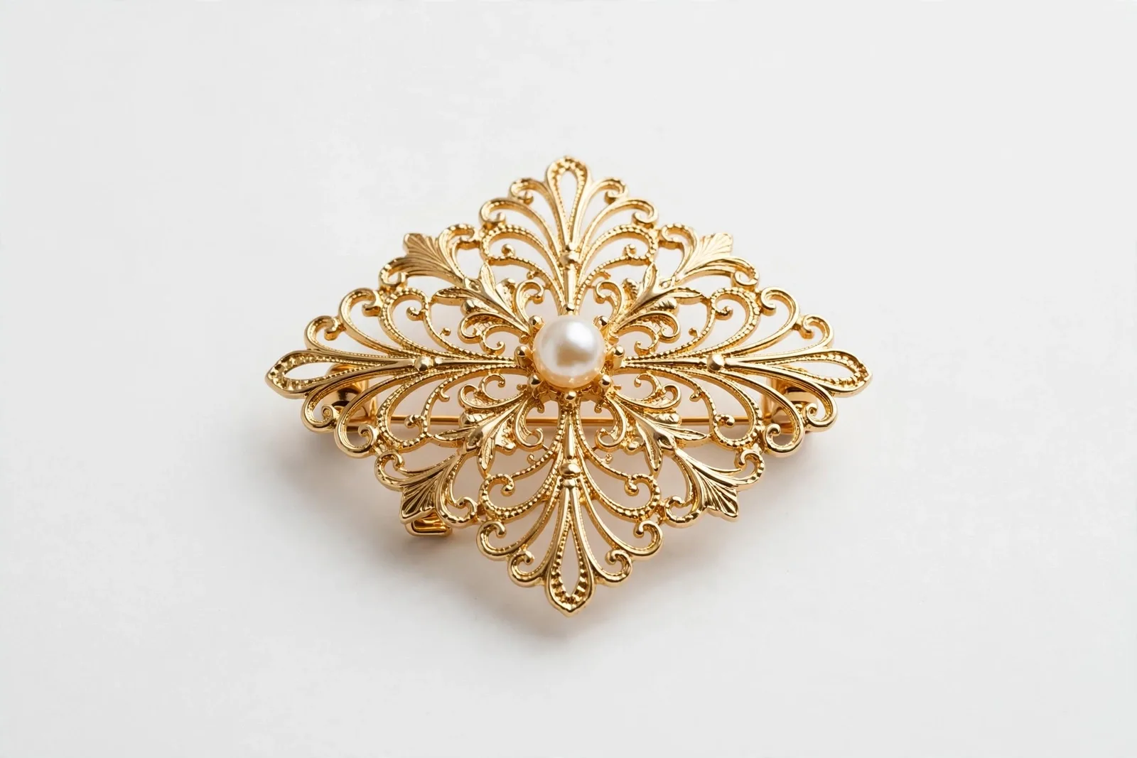 Gold Hijab Brooch Pin, studio product photo on white background