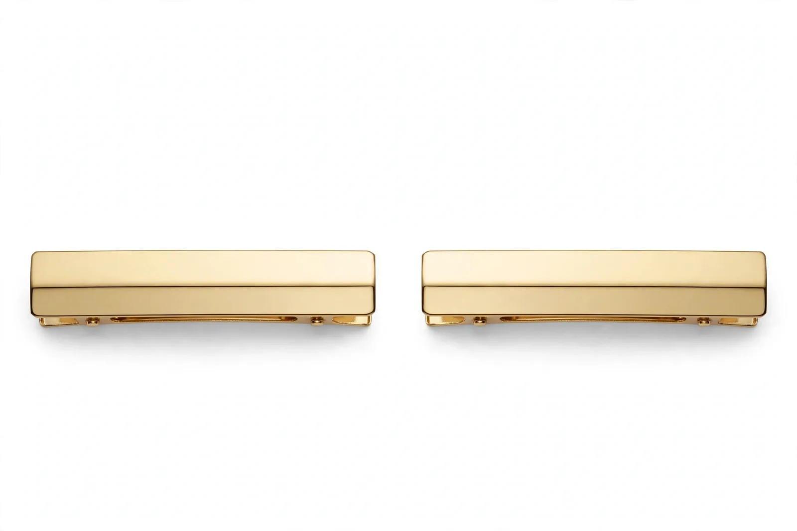 Gold Metal Hair Slides (2-Pack), studio product photo on white background