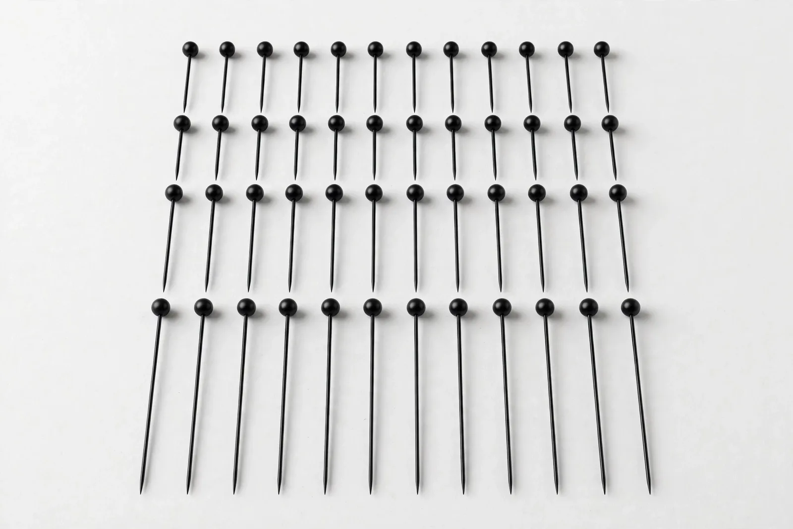 Black Hijab Straight Pins (40-Pack), studio product photo on white background