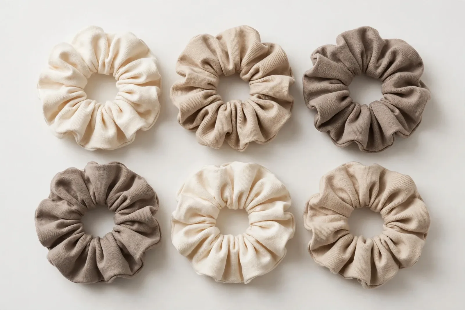 6 Jersey Cotton Scrunchies (6-Pack), studio product photo on white background
