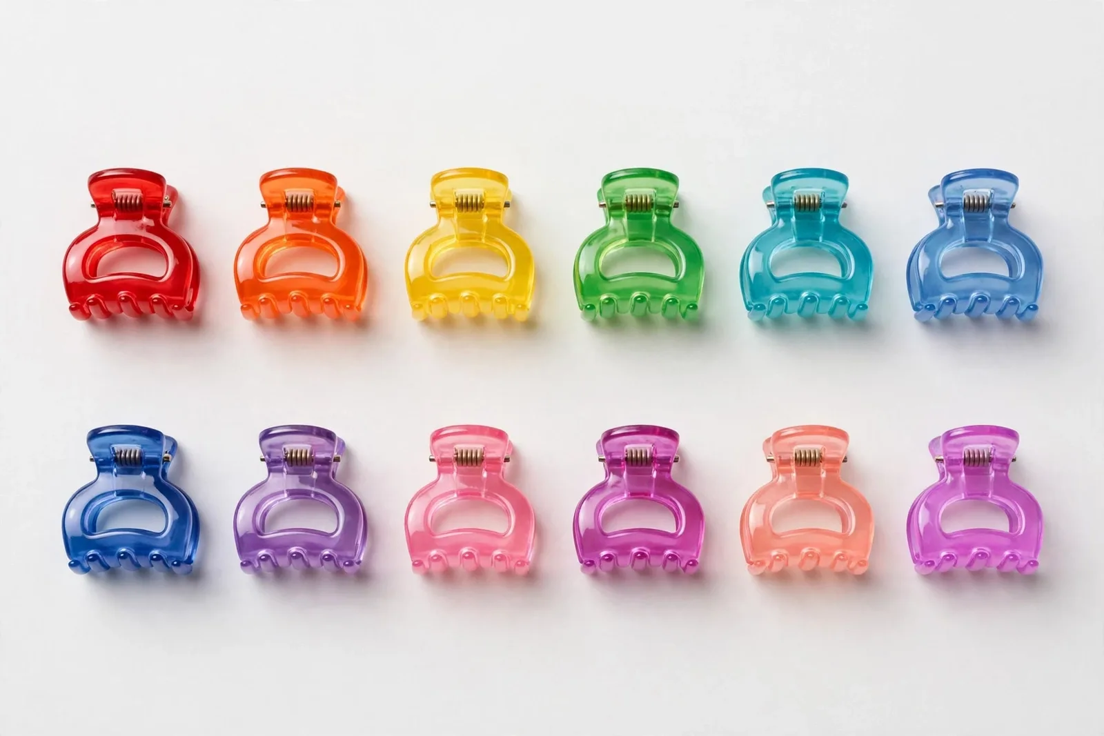 Rainbow Mix Kids Mini Claw Clips (12-Pack), studio product photo on white background