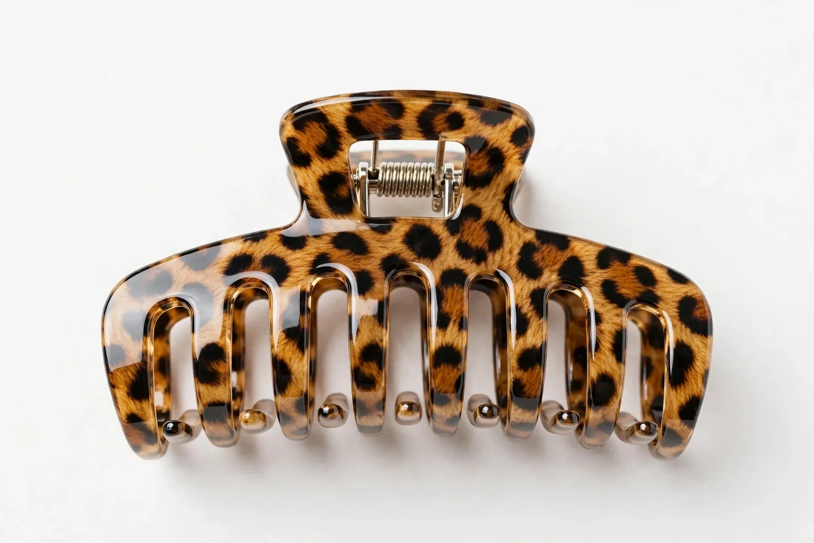 Classic Leopard Print Claw Clip, studio product photo on white background