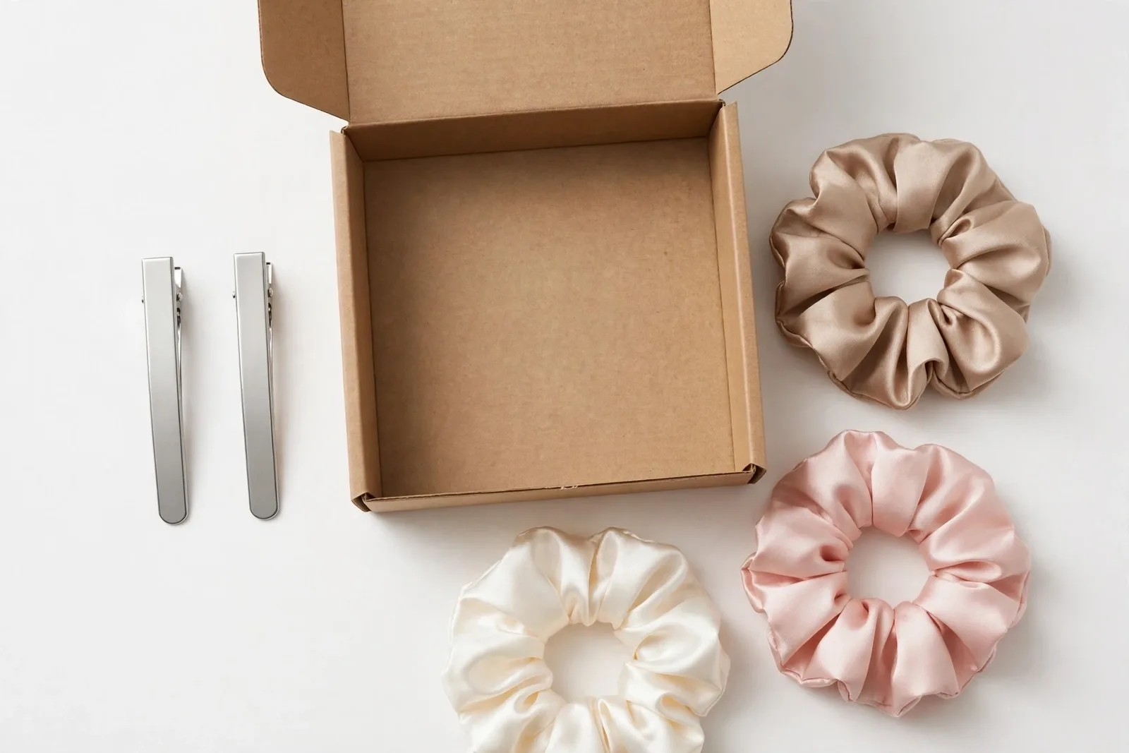 Makeup & Skincare Hair Set (No-Crease Clips & Scrunchies), studio product photo on white background