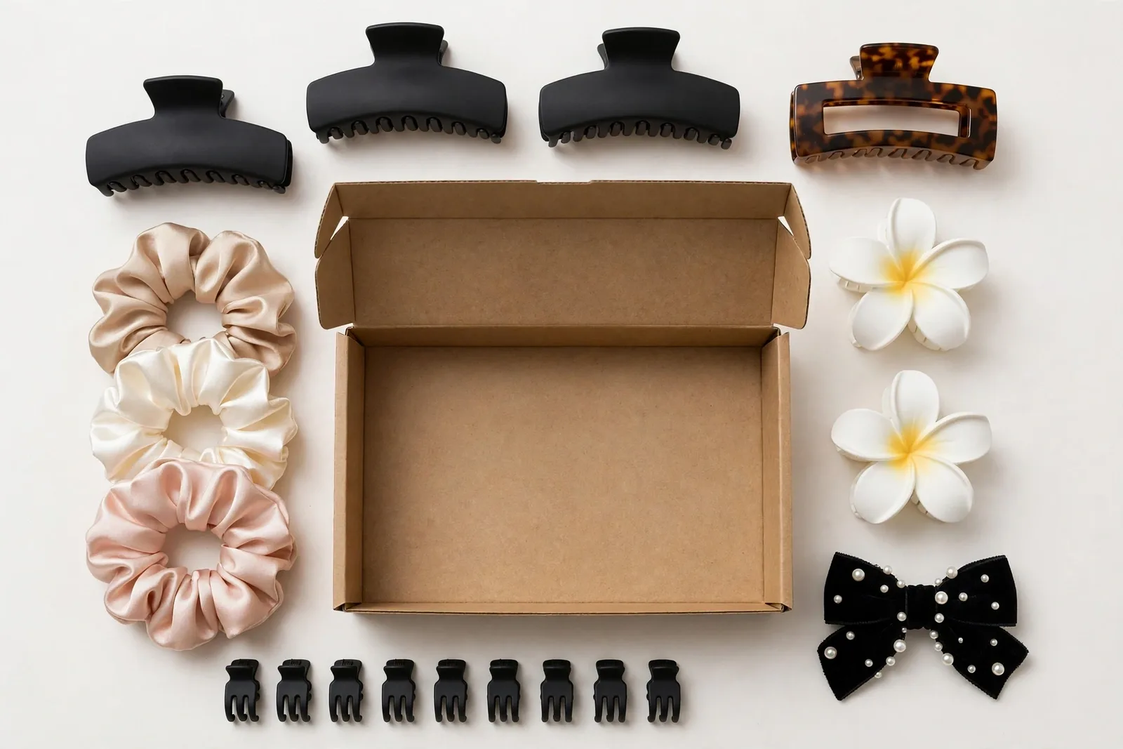 Mega Hair Accessories Box (9 Pieces) gift set, studio product photo on white background