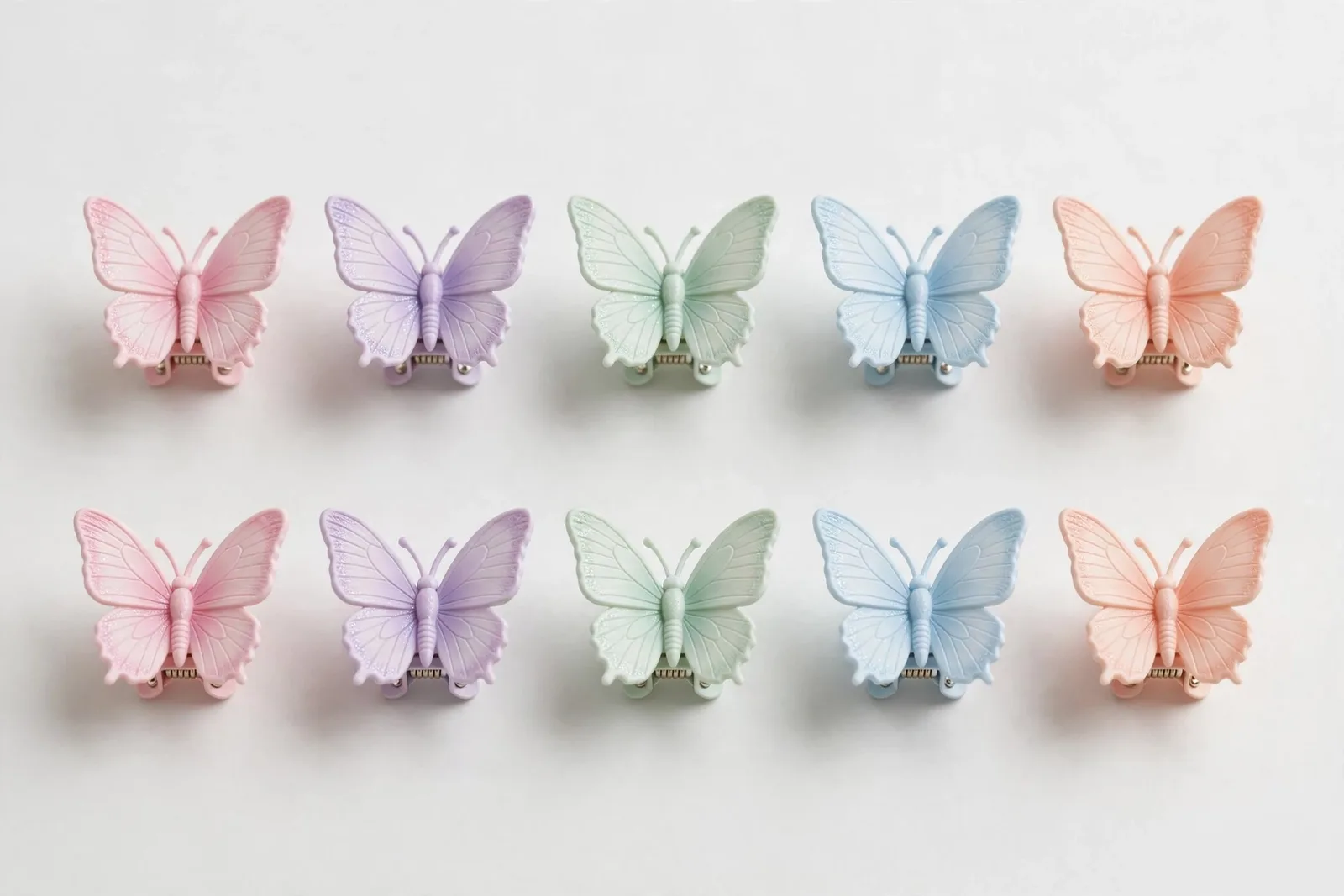 Pastel Mix Mini Butterfly Snap Clips (10-Pack), studio product photo on white background