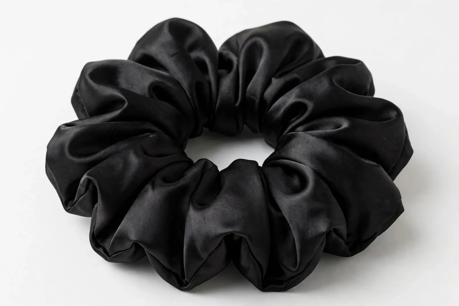 Black Oversized XXL Scrunchie, studio product photo on white background
