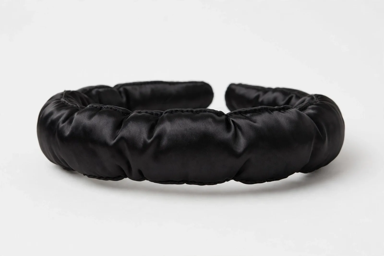 Black Padded Headband, studio product photo on white background