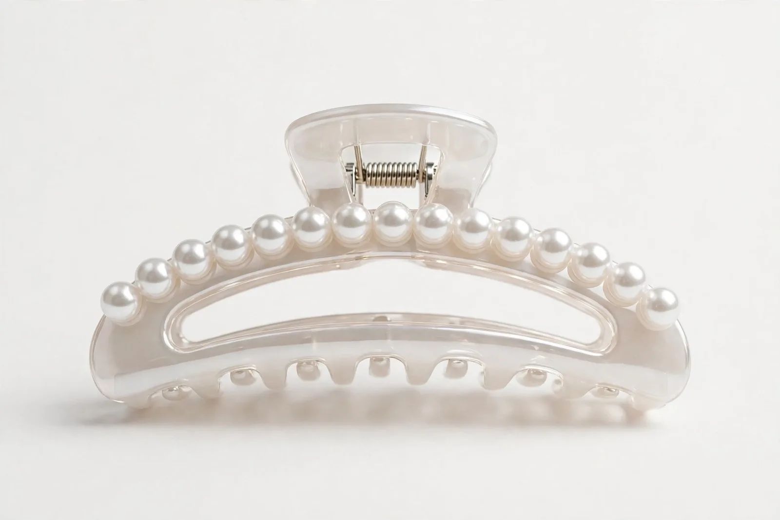 White Pearl Claw Clip, studio product photo on white background