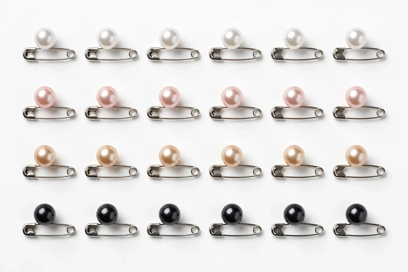 Mixed Pearl Hijab Brooch Pin Set (24 Pcs), studio product photo on white background