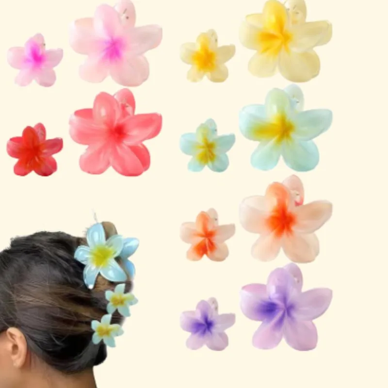 White plumeria flower-shaped hair claw clip