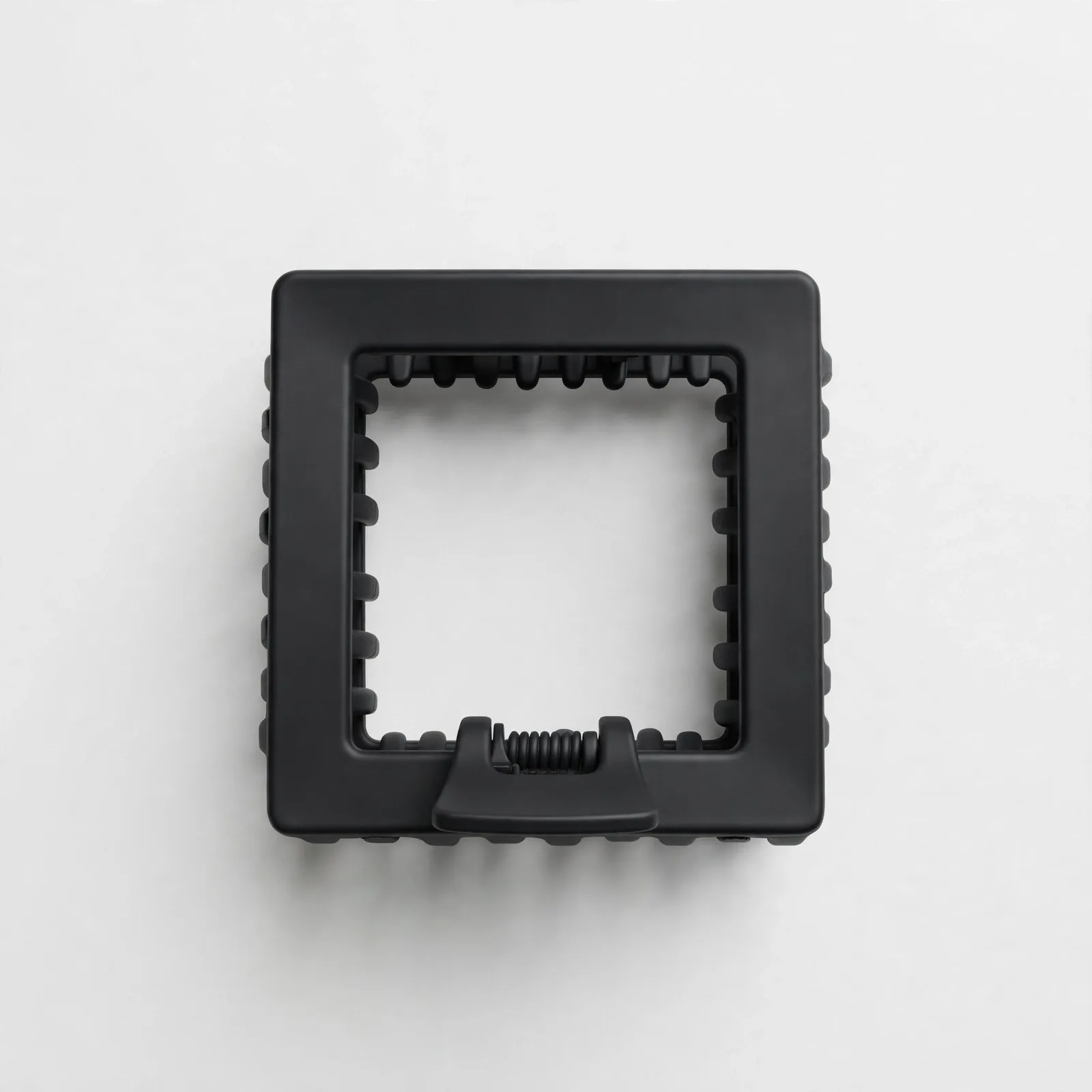 Black Square Matte Claw Clip, studio product photo on white background
