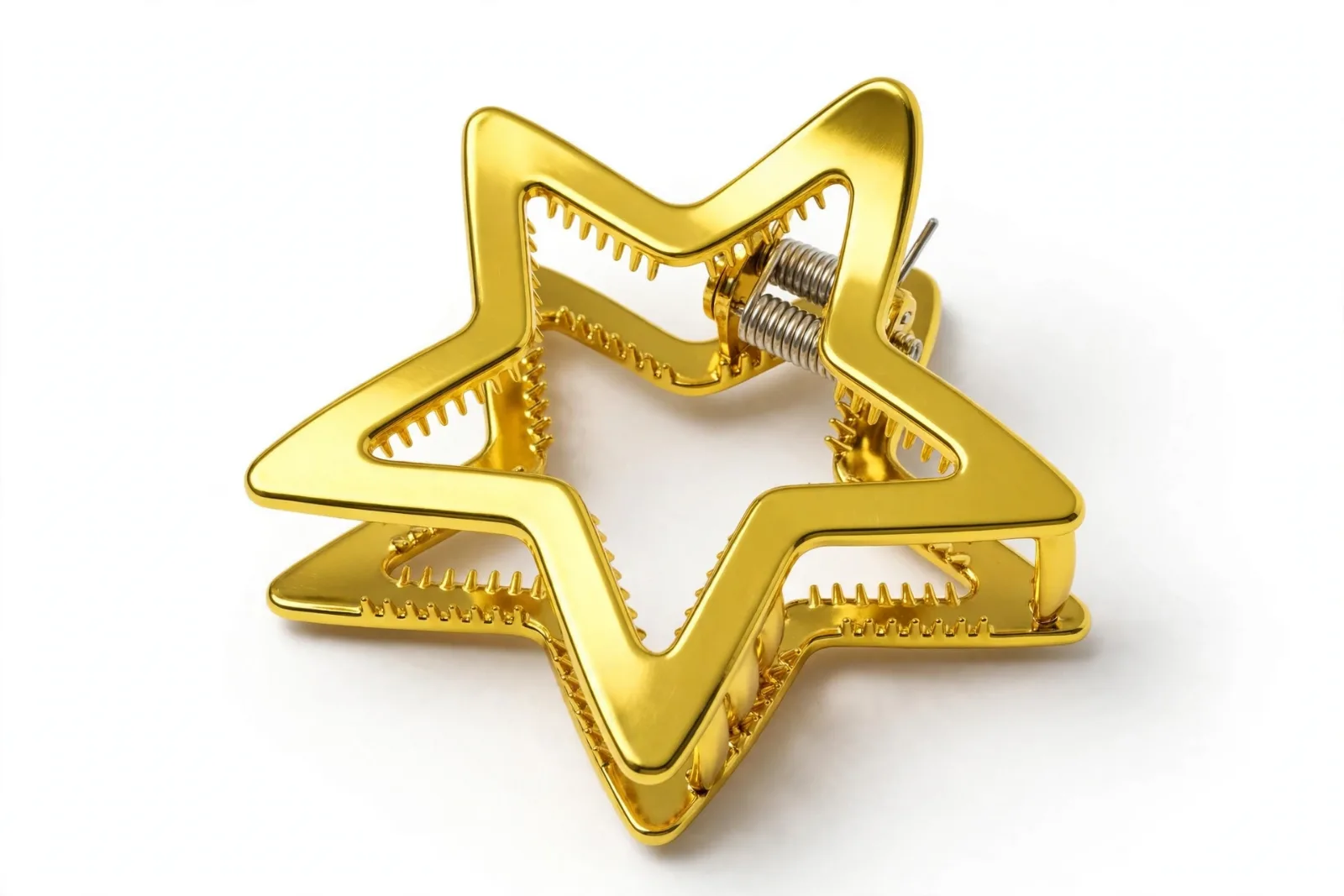 Yellow Star Claw Clip, studio product photo on white background