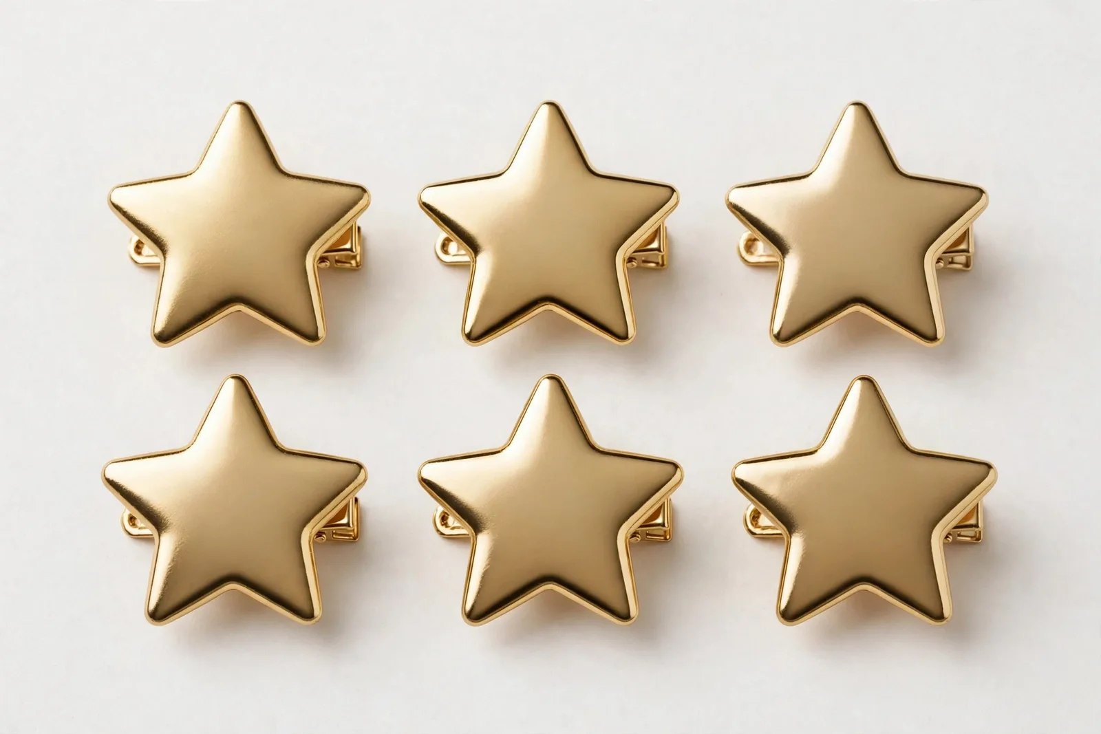 Gold Star Snap Clips (6-Pack), studio product photo on white background