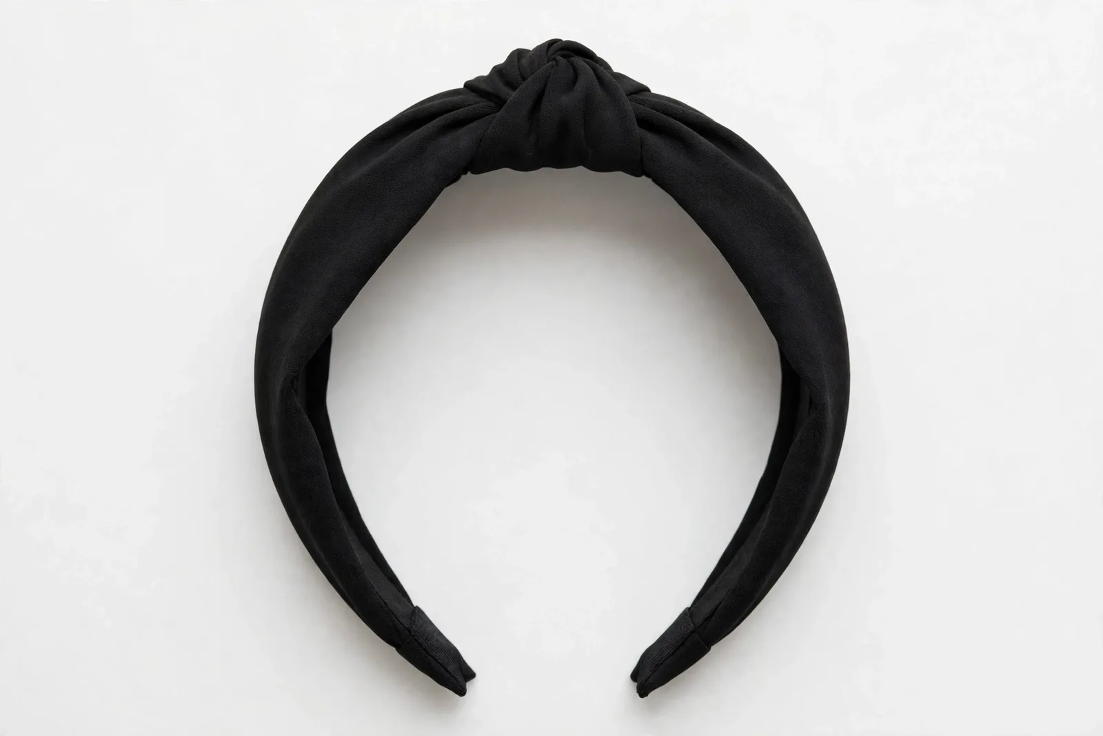 Black Top Knot Headband, studio product photo on white background