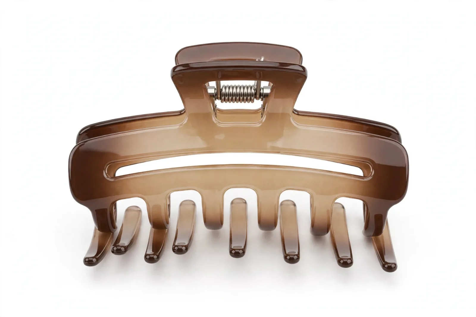 Brown Ombre Two-Tone Gradient Claw Clip, studio product photo on white background