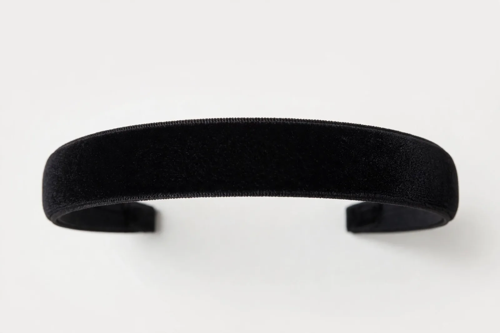 Black Velvet Headband, studio product photo on white background